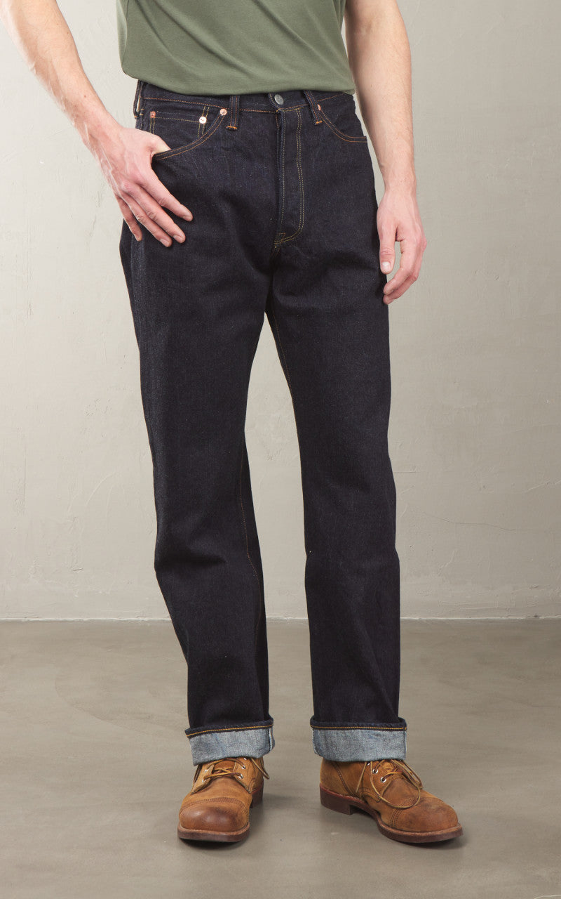 The Flat Head FN-3004 Wide Tapered Jeans Selvedge One Wash Indigo