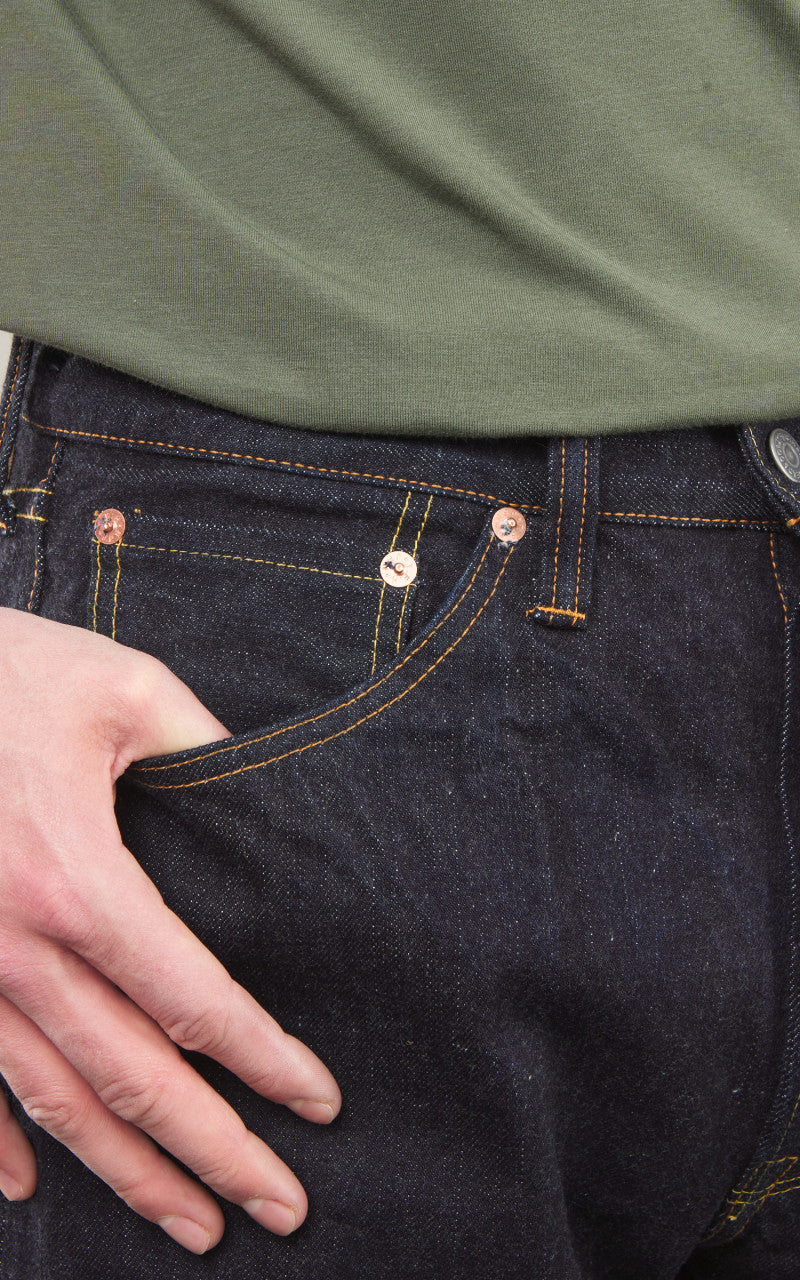 The Flat Head FN-3004 Wide Tapered Jeans Selvedge One Wash Indigo