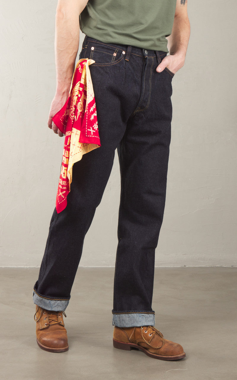 The Flat Head FN-3004 Wide Tapered Jeans Selvedge One Wash Indigo