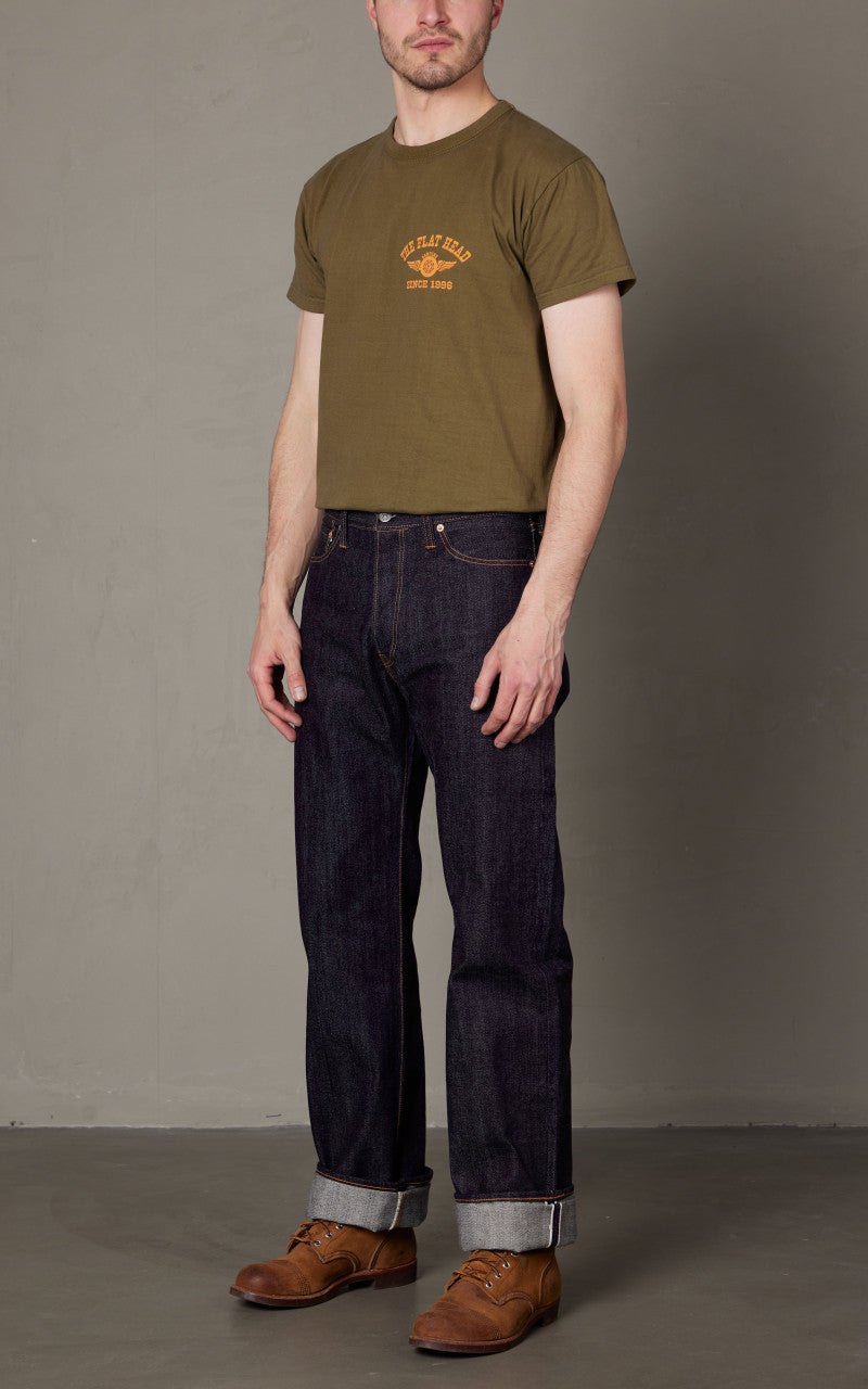 The Flat Head FN-3005N1XXX Straight Jeans Selvedge Unwashed Indigo