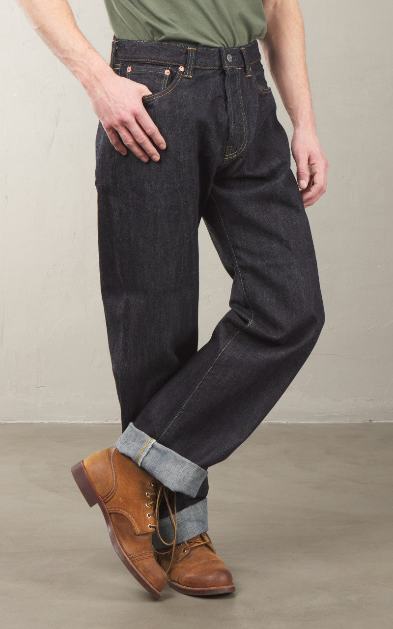 The Flat Head FN-D111 Wide Straight Jeans Selvedge One Wash Indigo