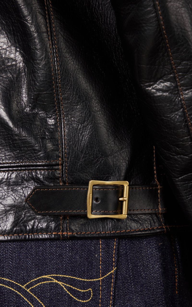 The Flat Head FN-LJ-HS001 Horsehide Single Rider Jacket Black