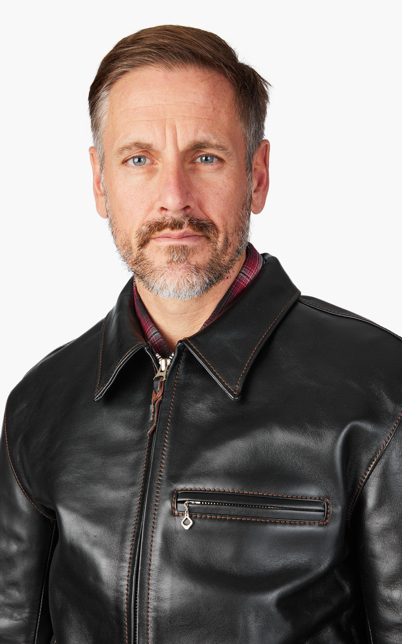 The Flat Head FN-LJ-HS005 Horsehide Single Rider Jacket Black