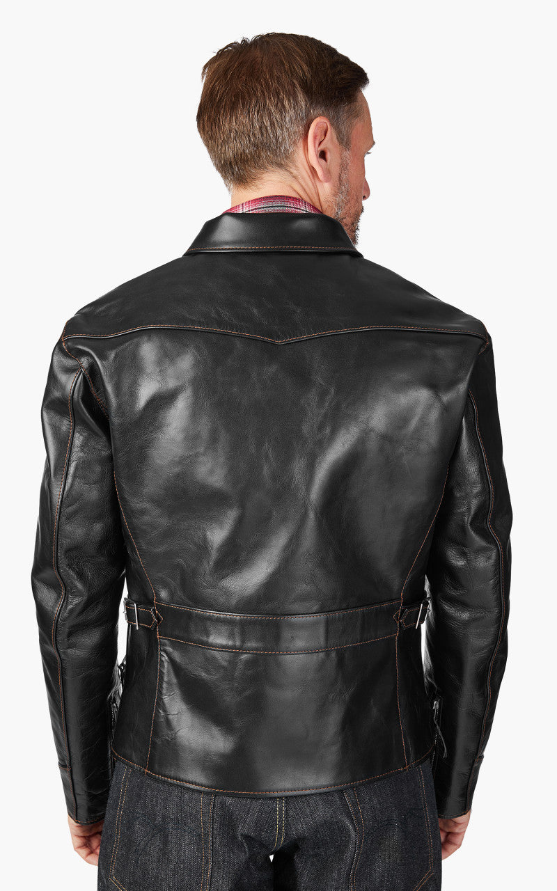 The Flat Head FN-LJ-HS005 Horsehide Single Rider Jacket Black