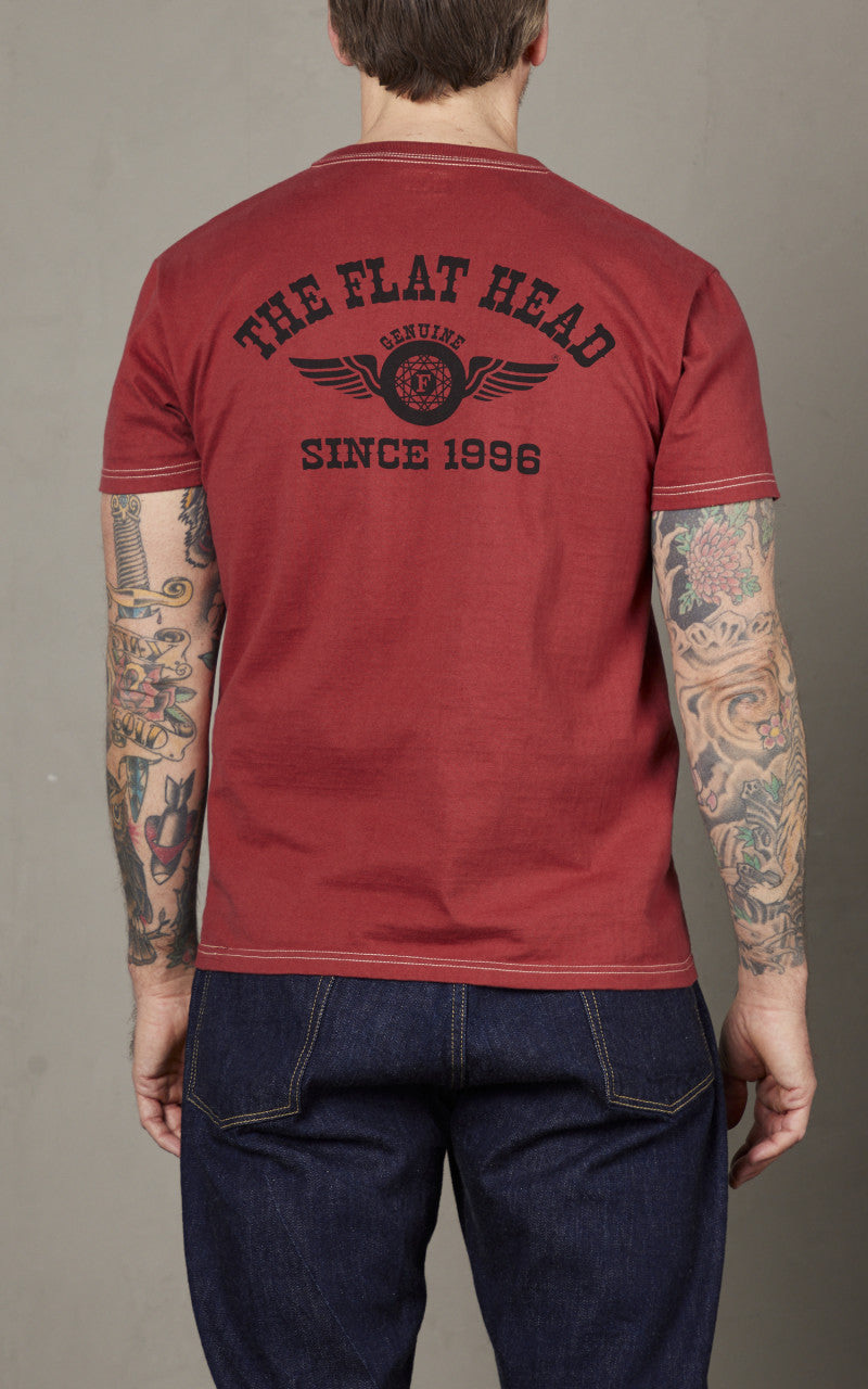 The Flat Head FN-THC-202 Flying Wheel T-Shirt Light Red/Black
