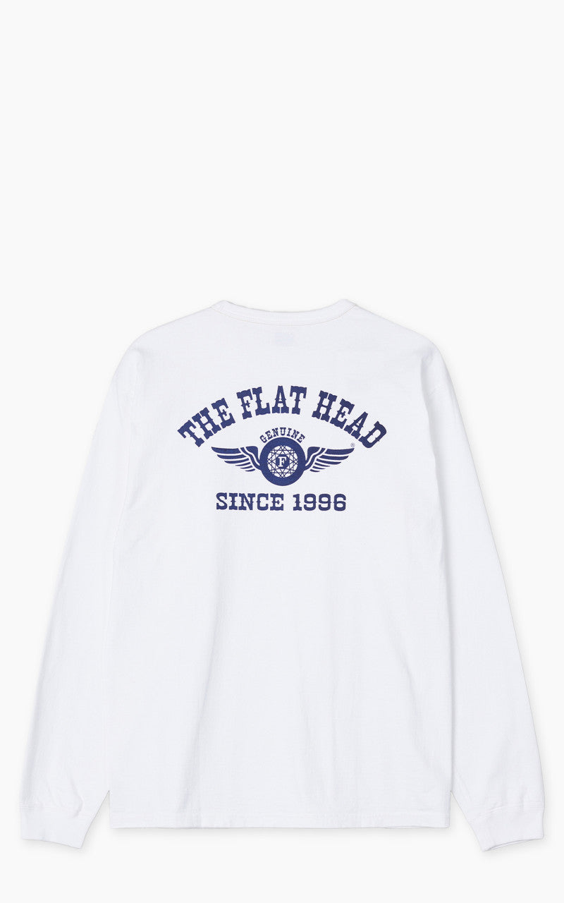 The Flat Head FN-THCL-202 L/S T-Shirt Flying Wheel White