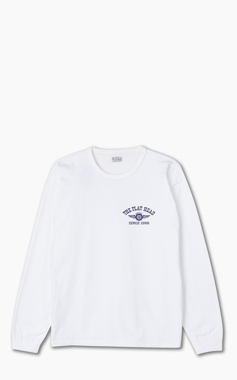 The Flat Head FN-THCL-202 L/S T-Shirt Flying Wheel White