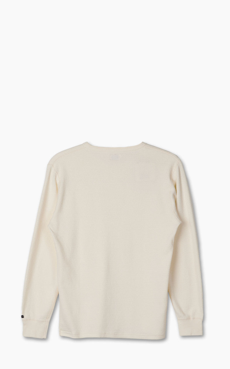 The Flat Head FN-THLH-003 Thermal L/S T-Shirt Henley Neck Ivory