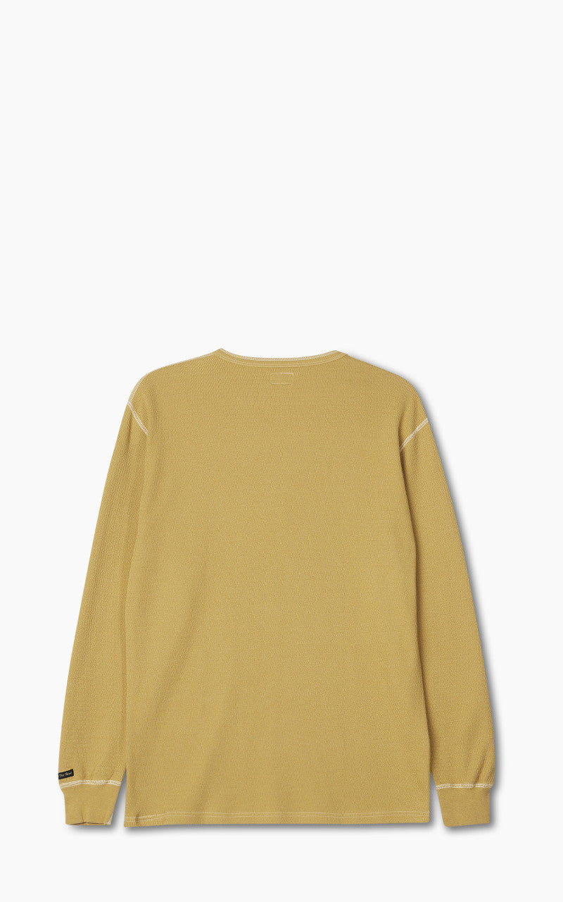 The Flat Head FN-THLH-003 Thermal L/S T-Shirt Henley Neck Mustard