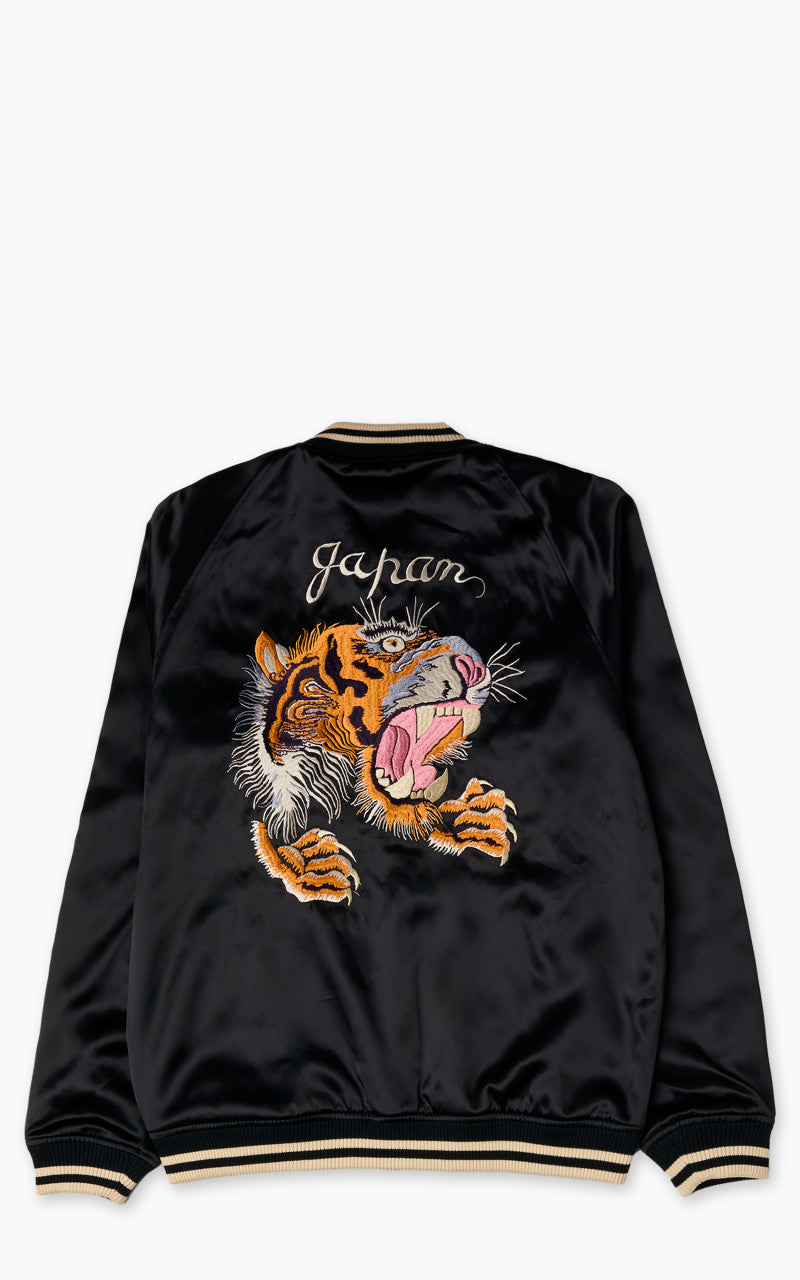 The Flat Head FN-OJ-SV004 Souvenir Jacket Tiger & Japan Map Reversible Black/Purple