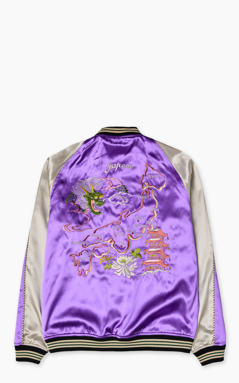 The Flat Head FN-OJ-SV004 Souvenir Jacket Tiger & Japan Map Reversible Black/Purple