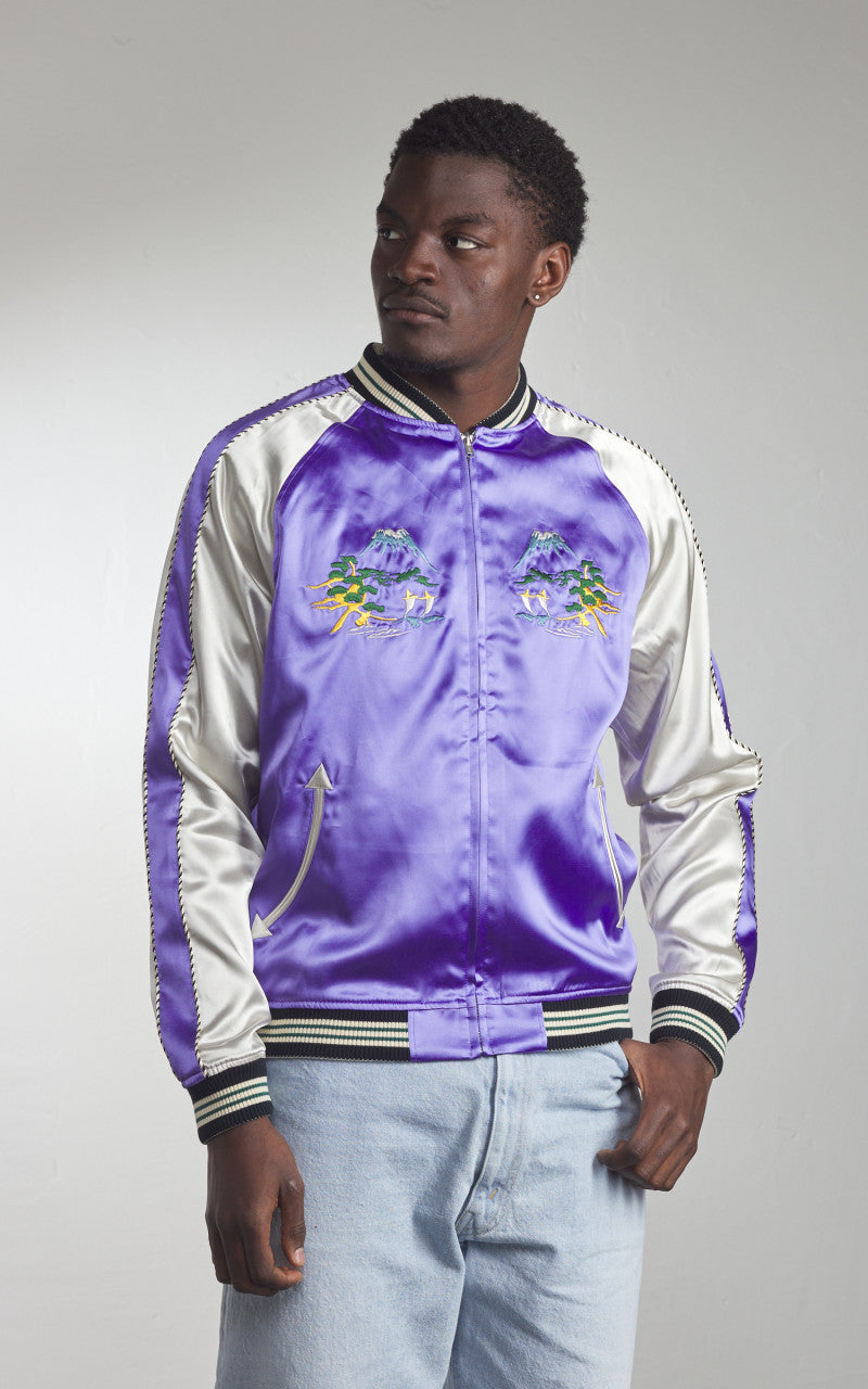 The Flat Head FN-OJ-SV004 Souvenir Jacket Tiger & Japan Map Reversible Black/Purple