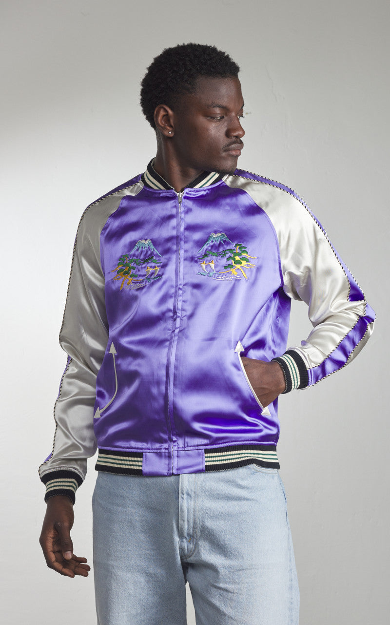 The Flat Head FN-OJ-SV004 Souvenir Jacket Tiger & Japan Map Reversible Black/Purple