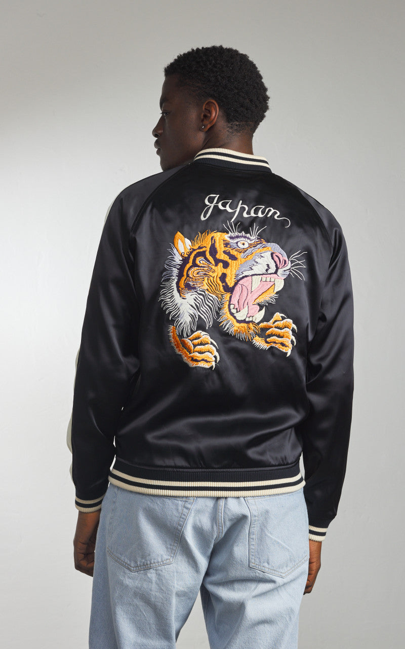 The Flat Head FN-OJ-SV004 Souvenir Jacket Tiger & Japan Map Reversible Black/Purple
