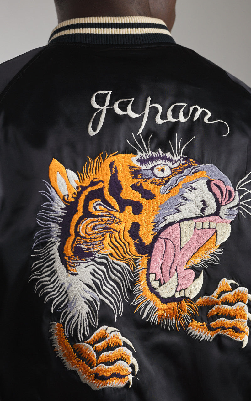 The Flat Head FN-OJ-SV004 Souvenir Jacket Tiger & Japan Map Reversible Black/Purple