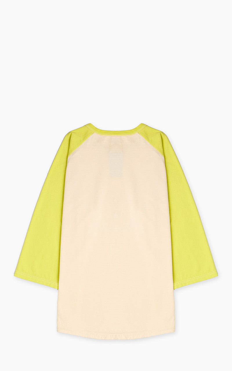 The Flat Head FN-TSRB-003 Raglan Qaurter Sleeve R.T.W. Ivory/Yellow