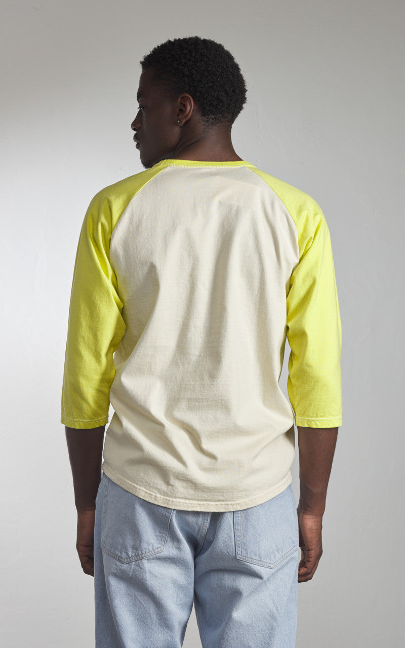 The Flat Head FN-TSRB-003 Raglan Qaurter Sleeve R.T.W. Ivory/Yellow