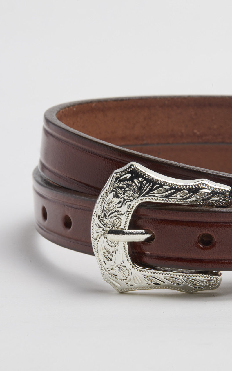 Tory Leather Bridle Leather Western Buckle Belt Oakboard