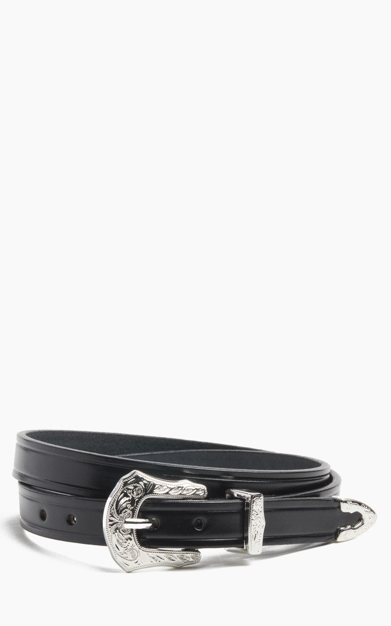 Tory Leather Bridle Leather Western Buckle Belt Black