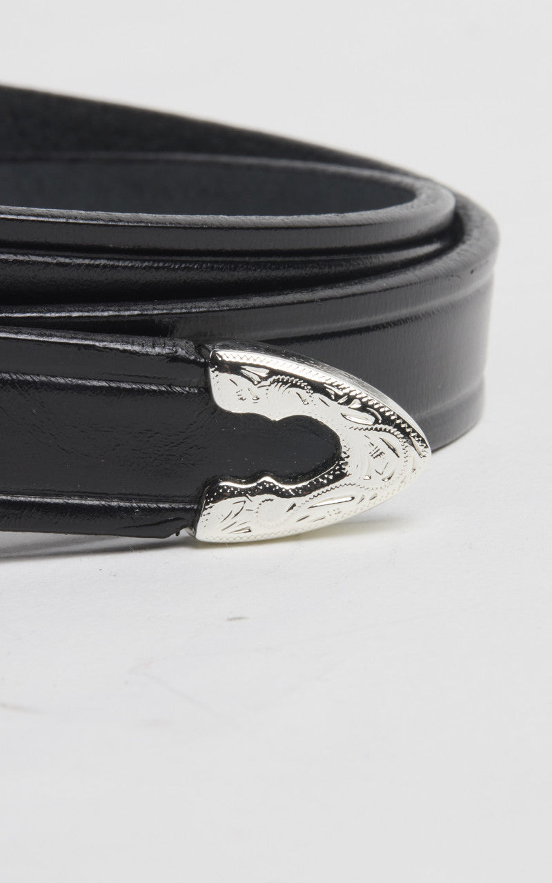 Tory Leather Bridle Leather Western Buckle Belt Black