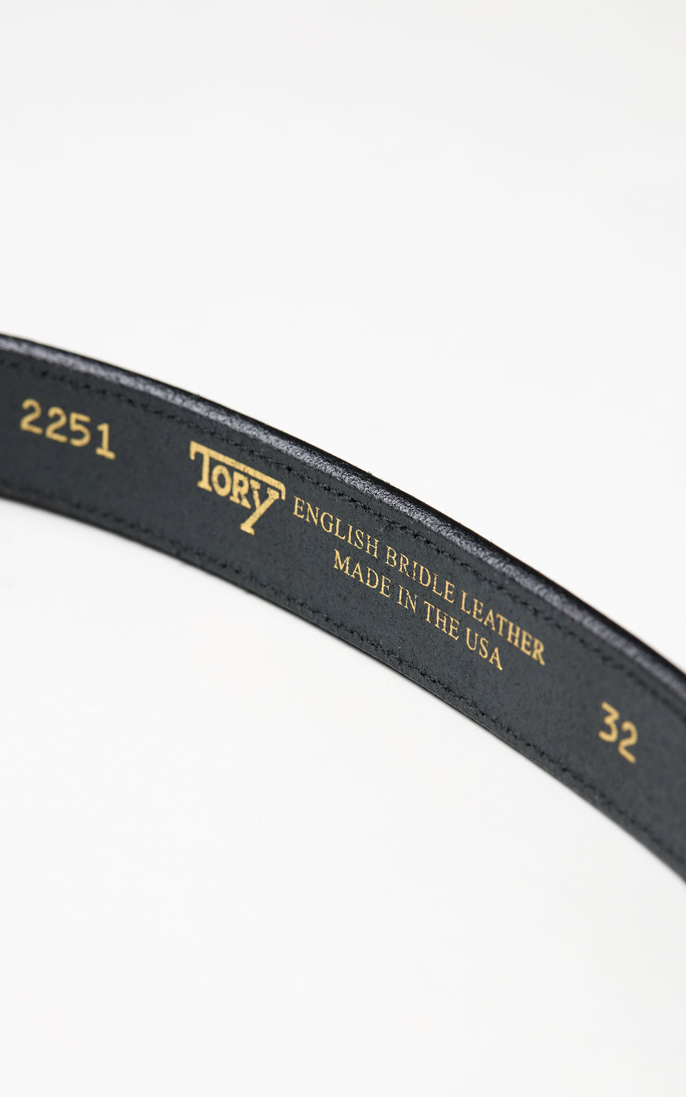 Tory Leather 1" Bridle Leather Stitch Belt Black