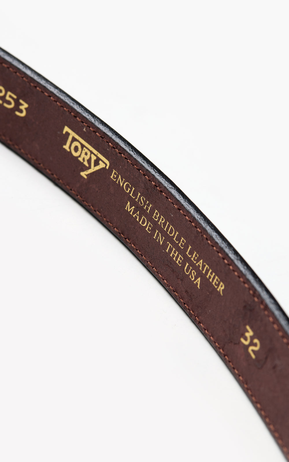 Tory Leather 1" Bridle Leather Stitch Belt Havana