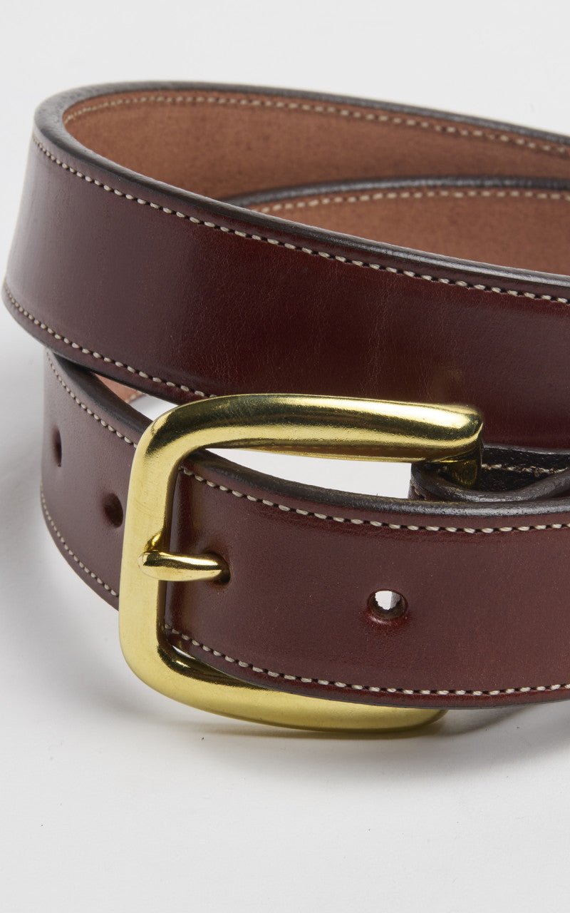 Tory Leather Bridle Leather Stitched Belt Oakboard