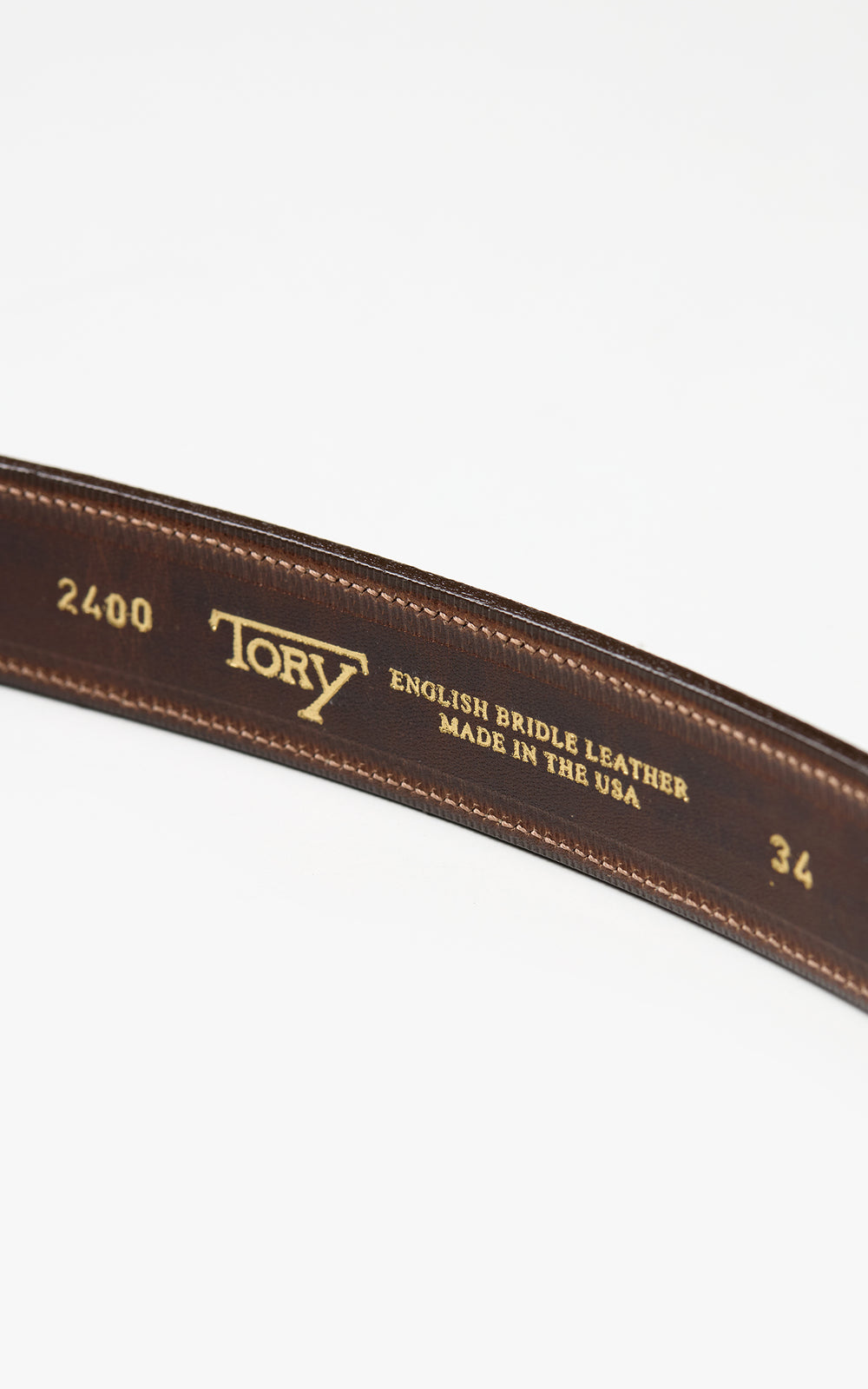Tory Leather 1-1/4" Bridle Leather Lined And Stitched Belt Oakbark
