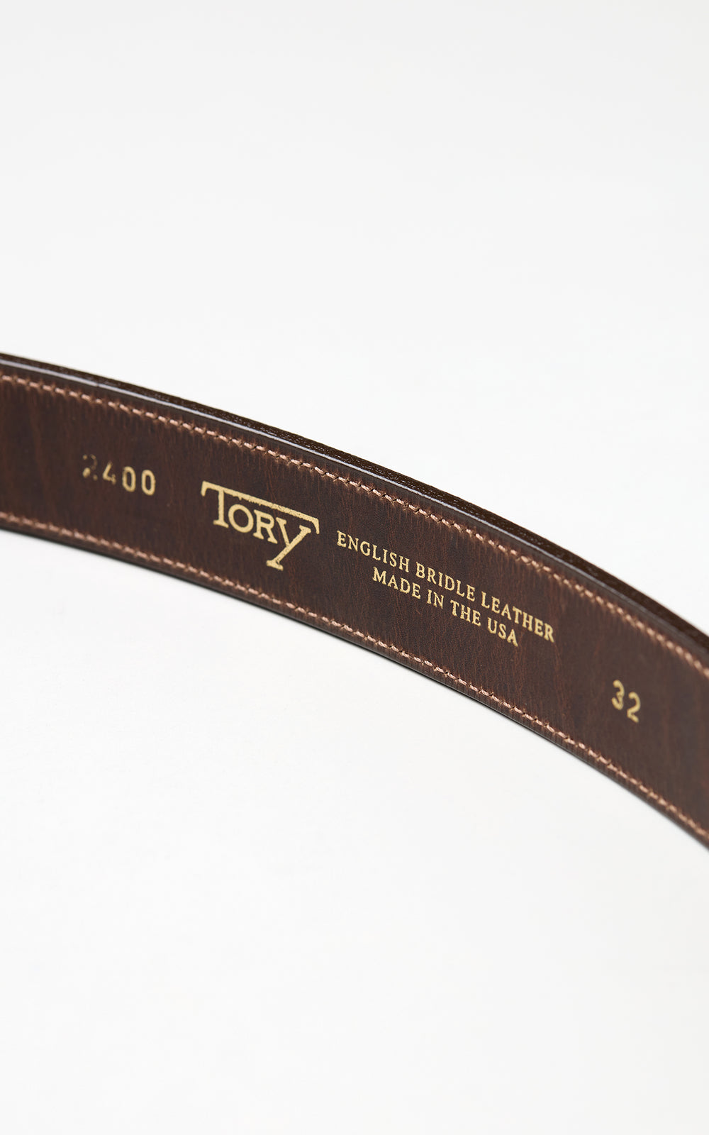 Tory Leather 1-1/4" Bridle Leather Lined And Stitched Belt Round Buckle Oakbark
