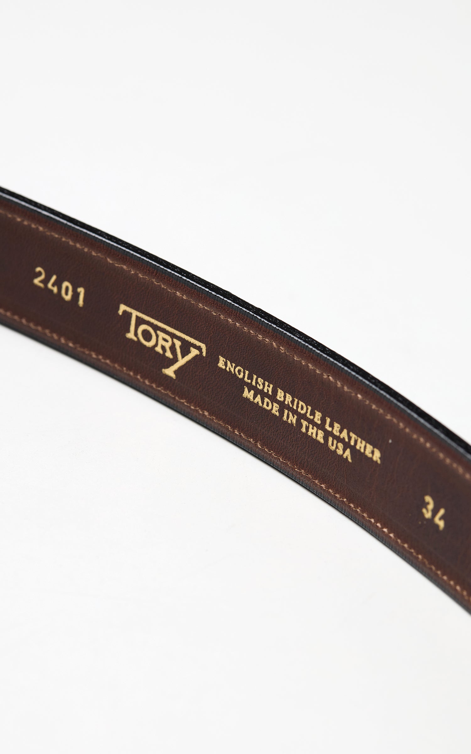 Tory Leather 1-1/4" Bridle Leather Lined And Stitched Belt Havana
