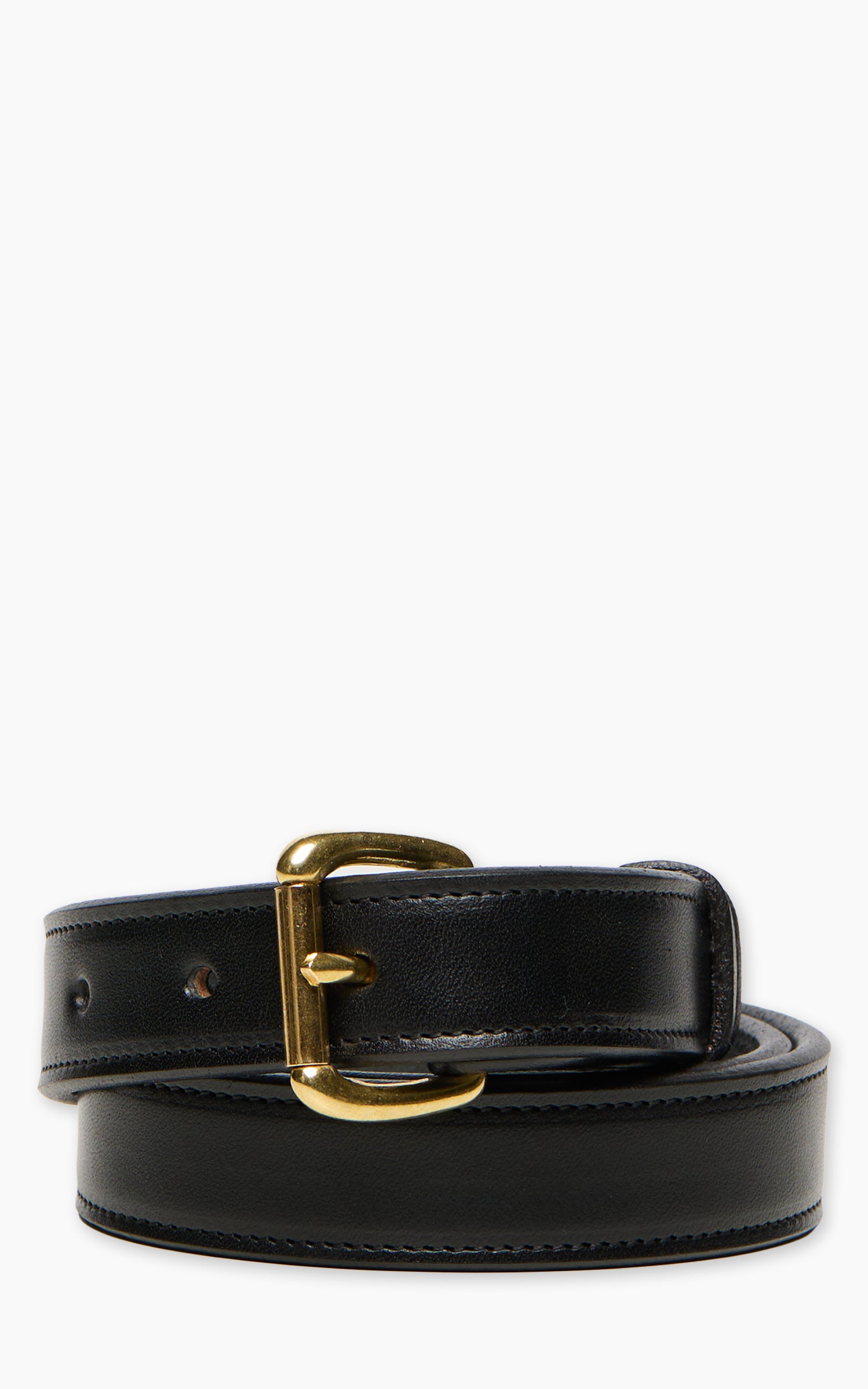 Tory Leather 1" Bridle Leather Stitch Belt Black