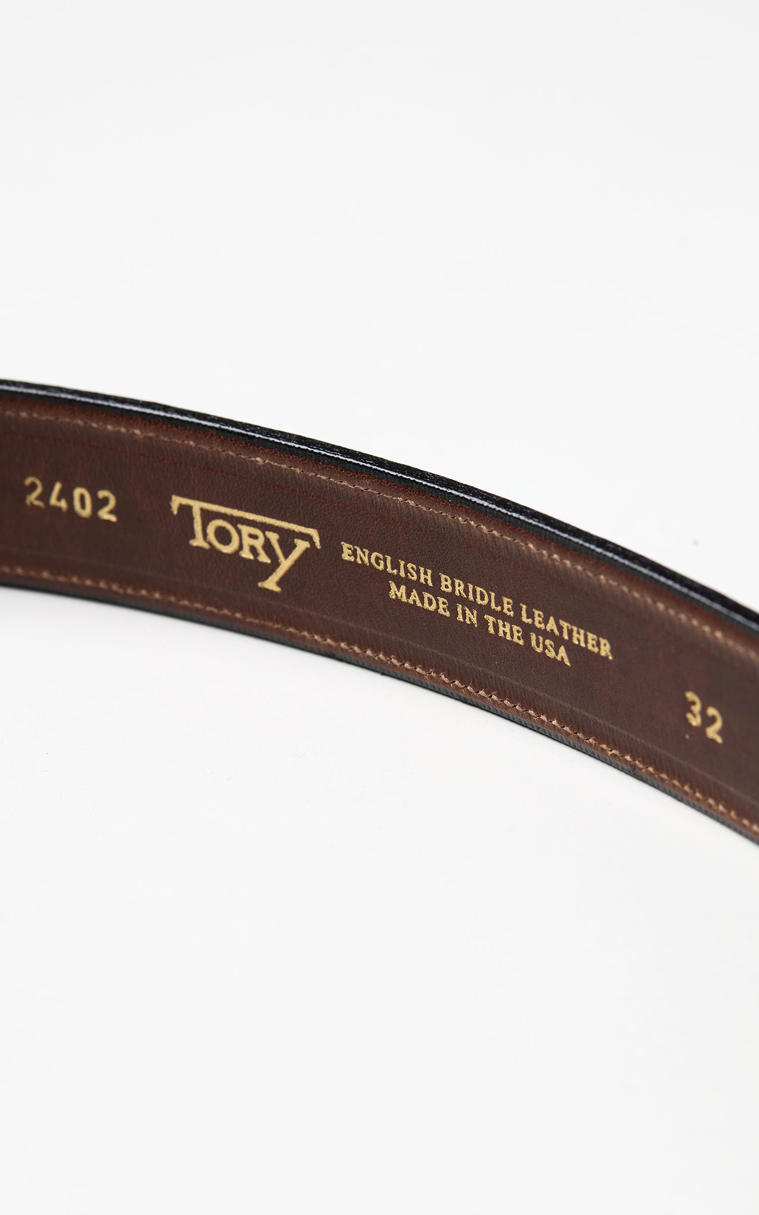 Tory Leather 1-1/4" Bridle Leather Lined And Stitched Belt Black