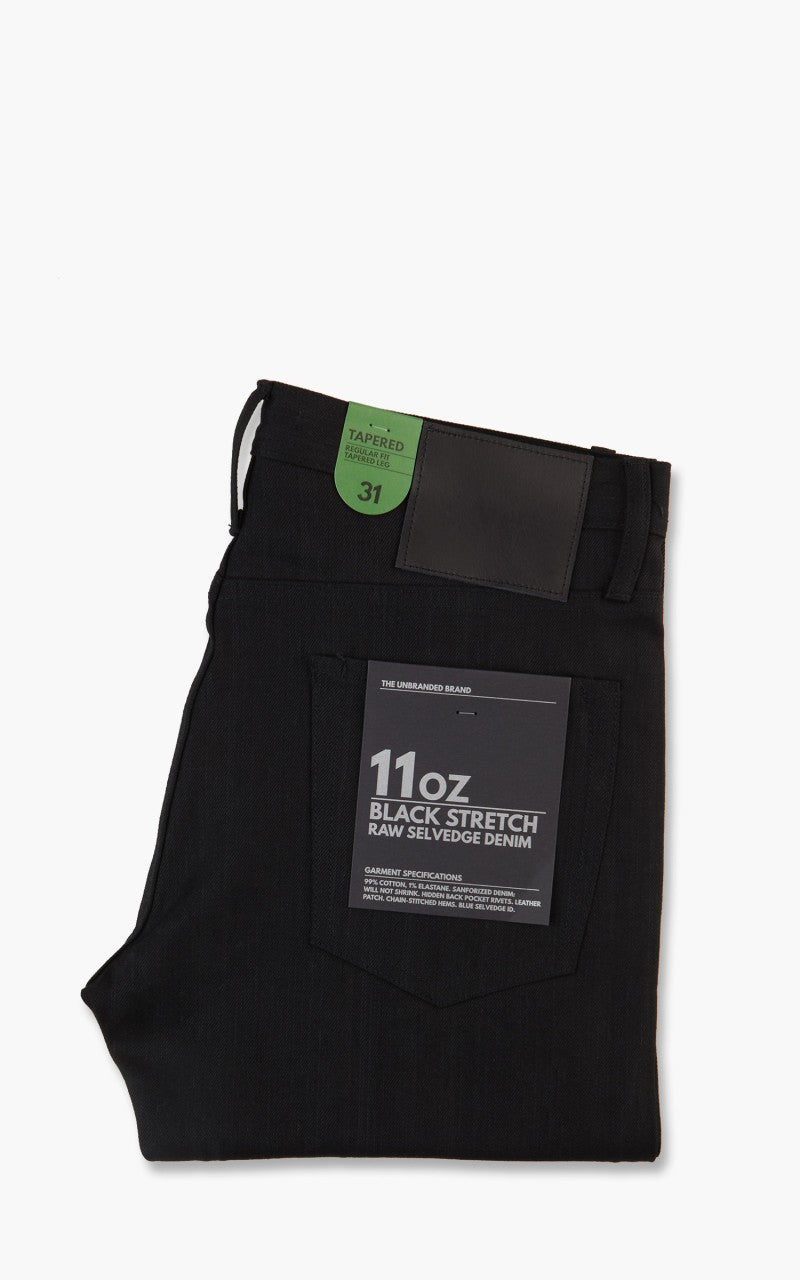 The Unbranded Brand UB244 Tapered Fit Stretch Selvedge Black 11oz