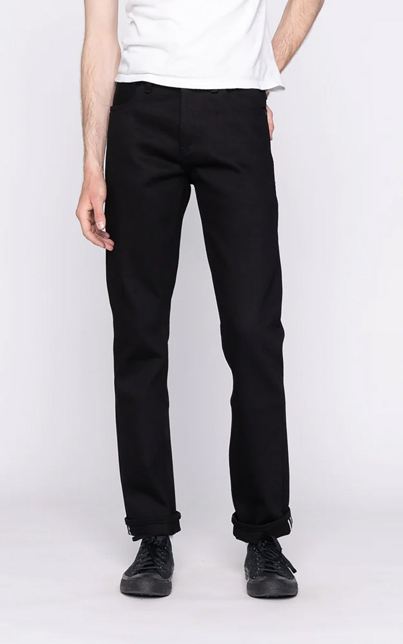 The Unbranded Brand UB342 Straight Fit Heavyweight Solid Black Selvedge 21oz