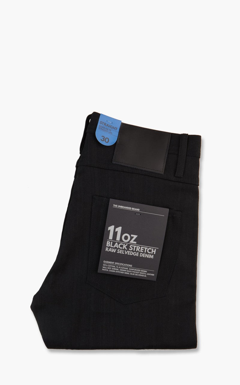 The Unbranded Brand UB344 Straight Fit Stretch Selvedge Black 11oz