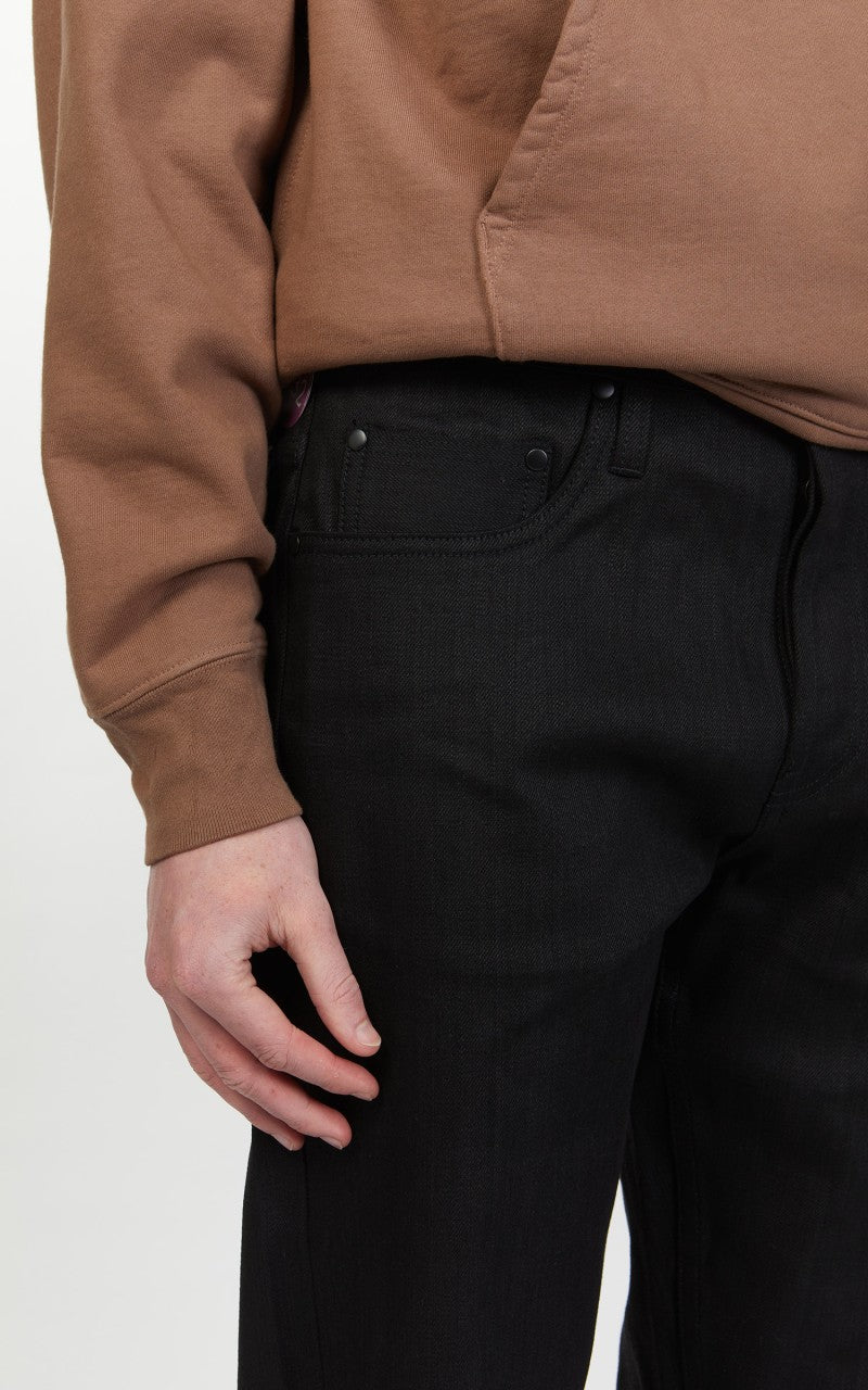 The Unbranded Brand UB644 Relaxed Tapered Fit Stretch Selvedge Black 11oz
