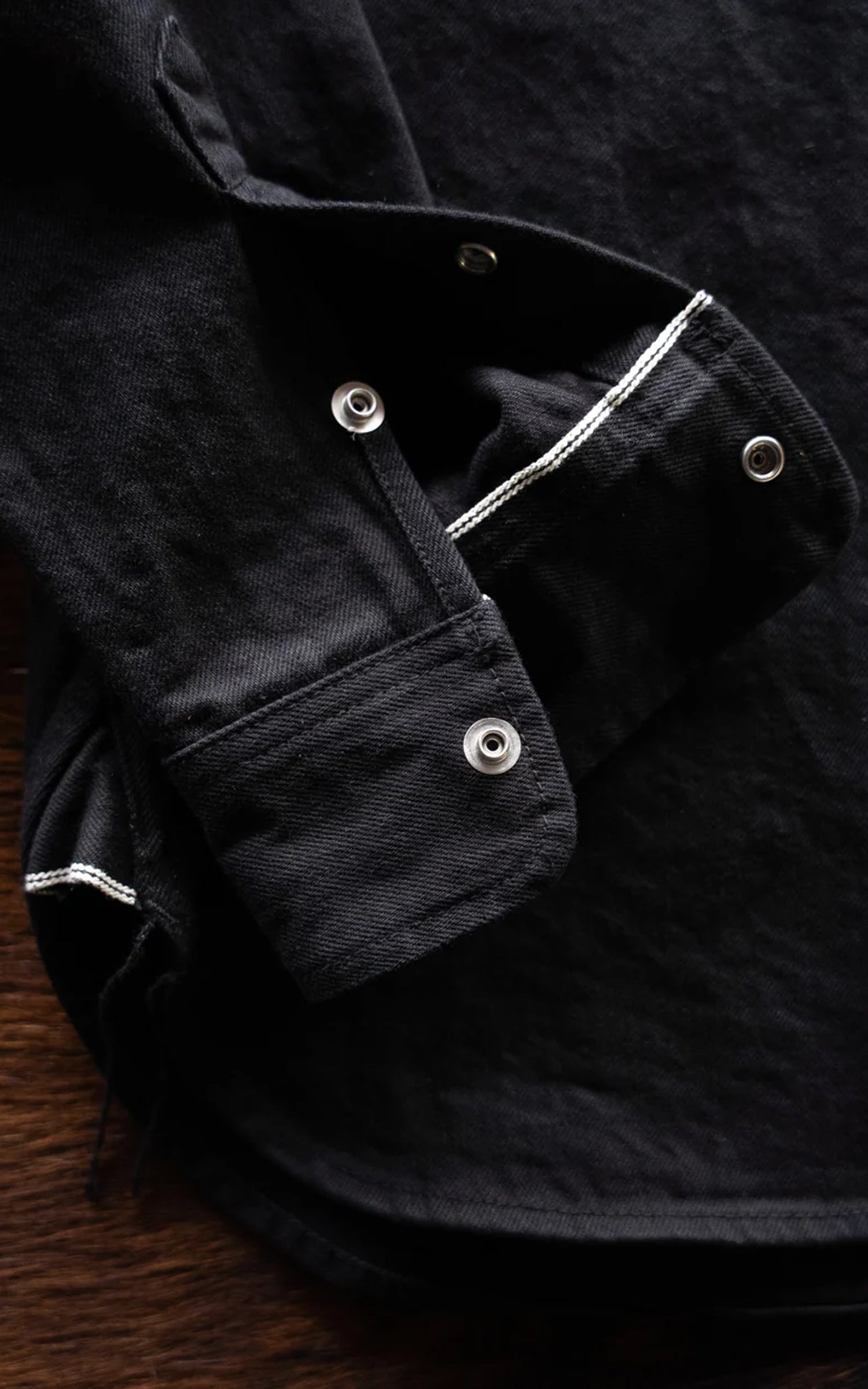 The Unbranded Brand UBS433 Work Shirt Solid Black Selvedge 12oz