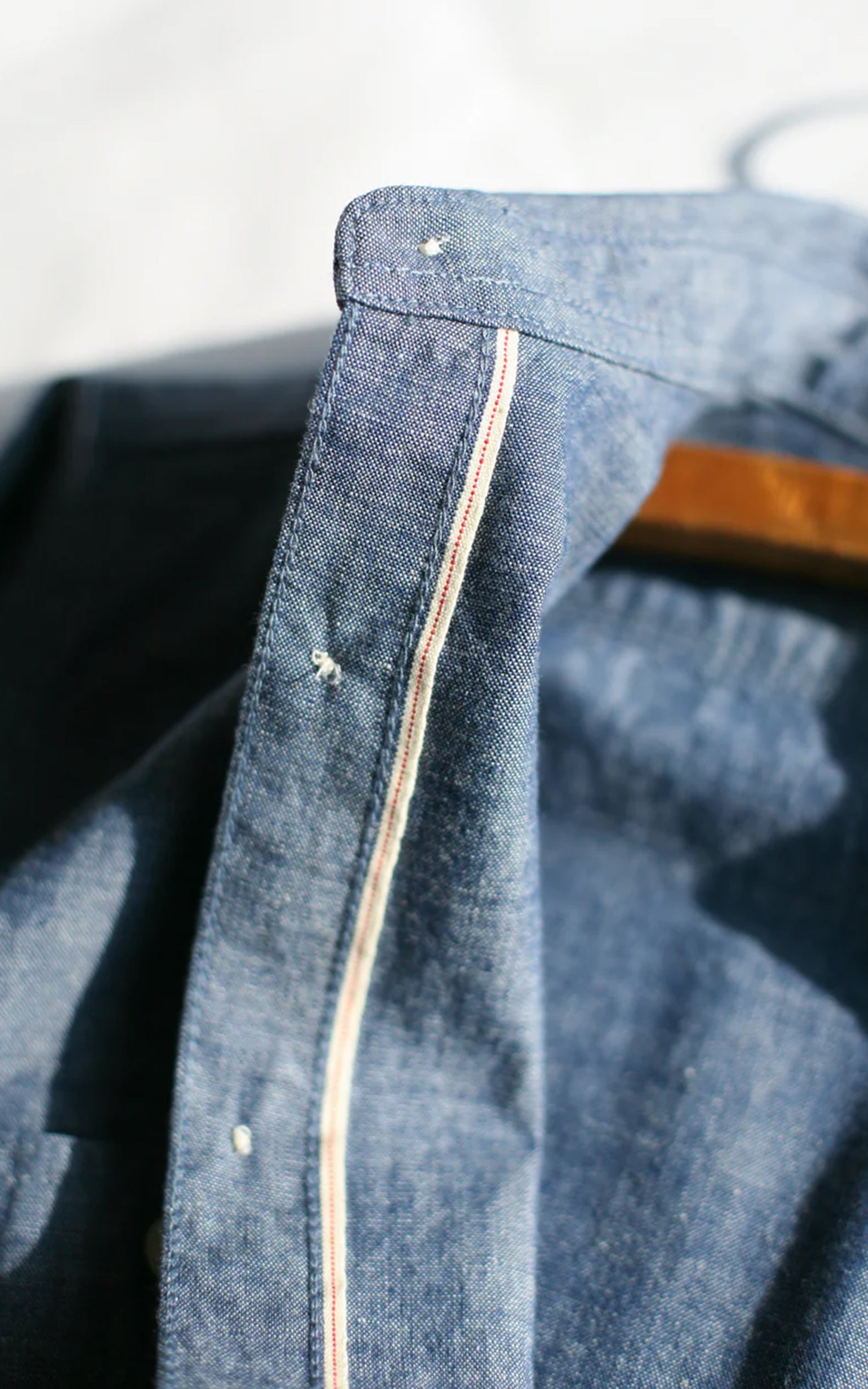 The Unbranded Brand UBS435 Work Shirt Selvedge Chambray Blue 8.2oz