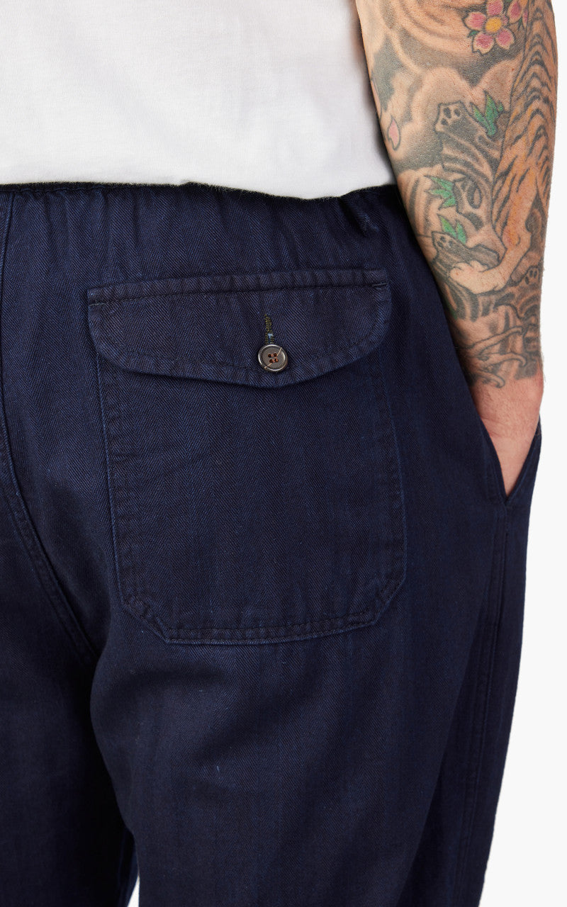 Universal Works Track Trouser Herringbone Denim Indigo