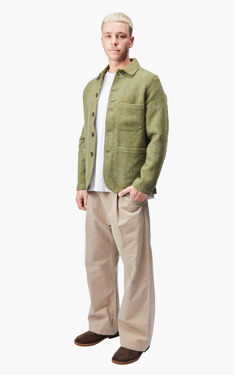 Universal Works Bakers Jacket Harris Tweed Olive