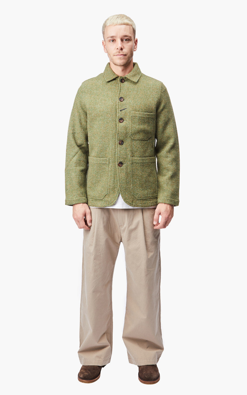Universal Works Bakers Jacket Harris Tweed Olive