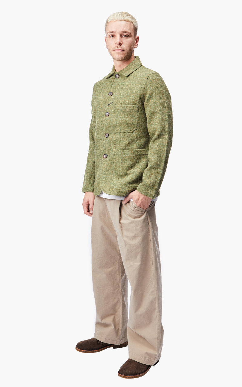 Universal Works Bakers Jacket Harris Tweed Olive