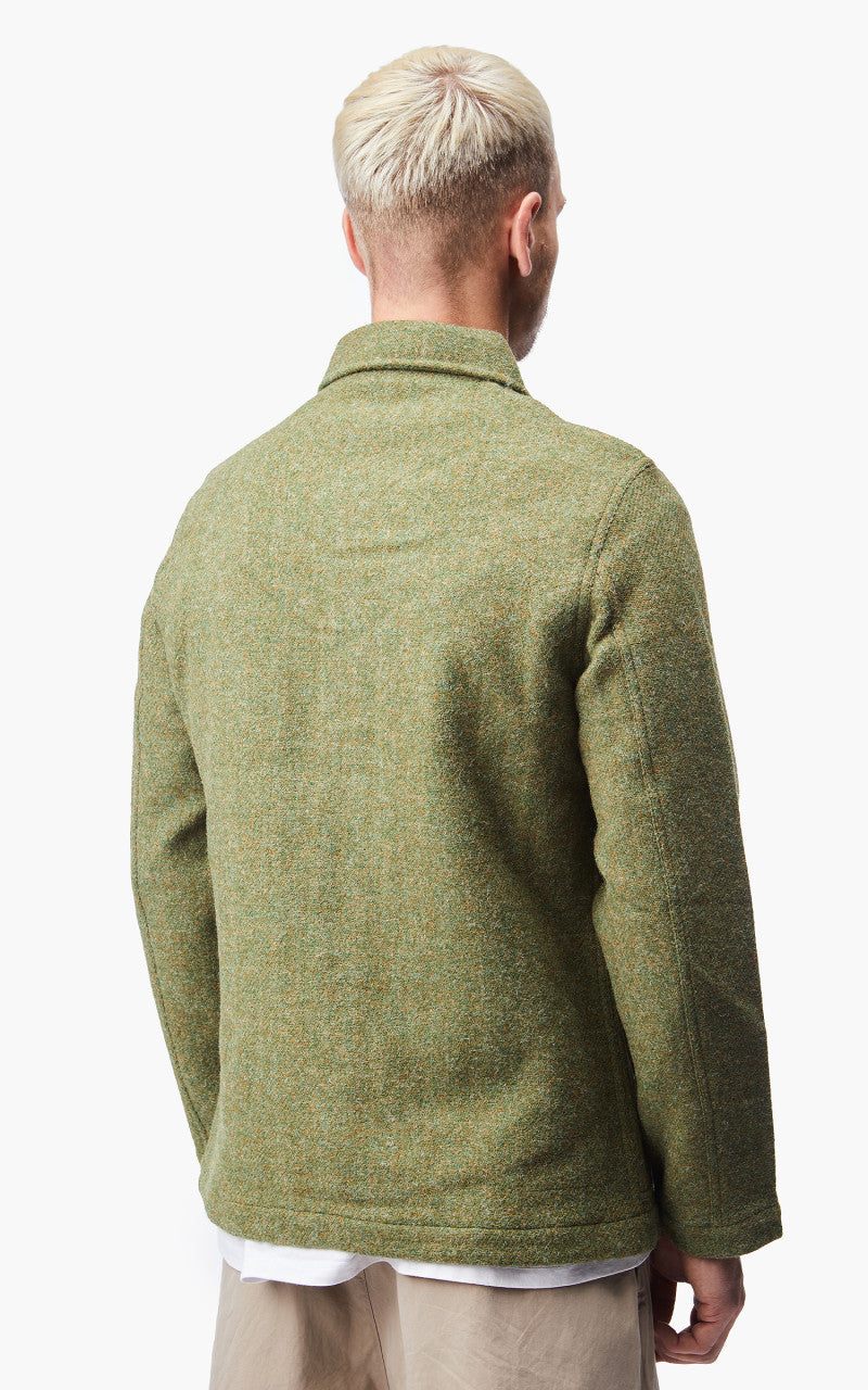 Universal Works Bakers Jacket Harris Tweed Olive