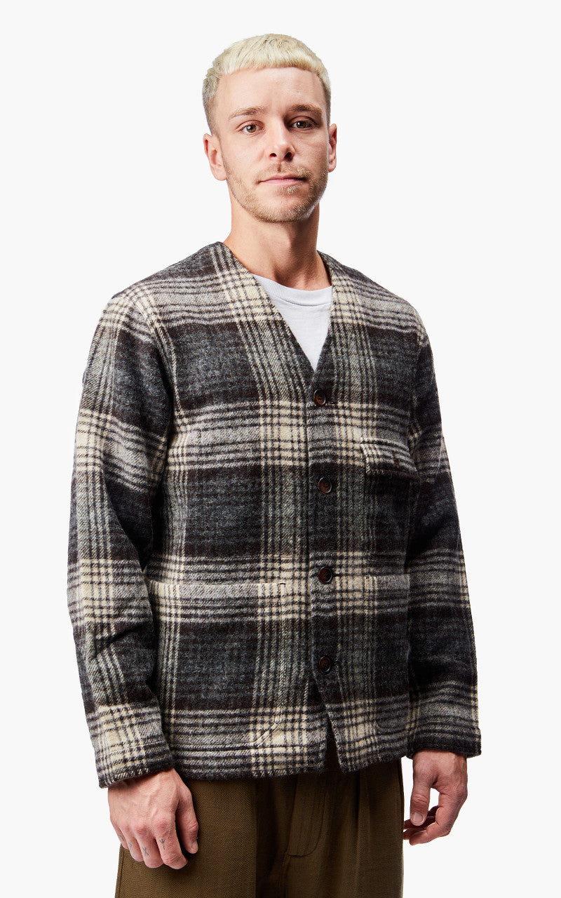 Universal Works Cabin Jacket Wool Moon Check Brown