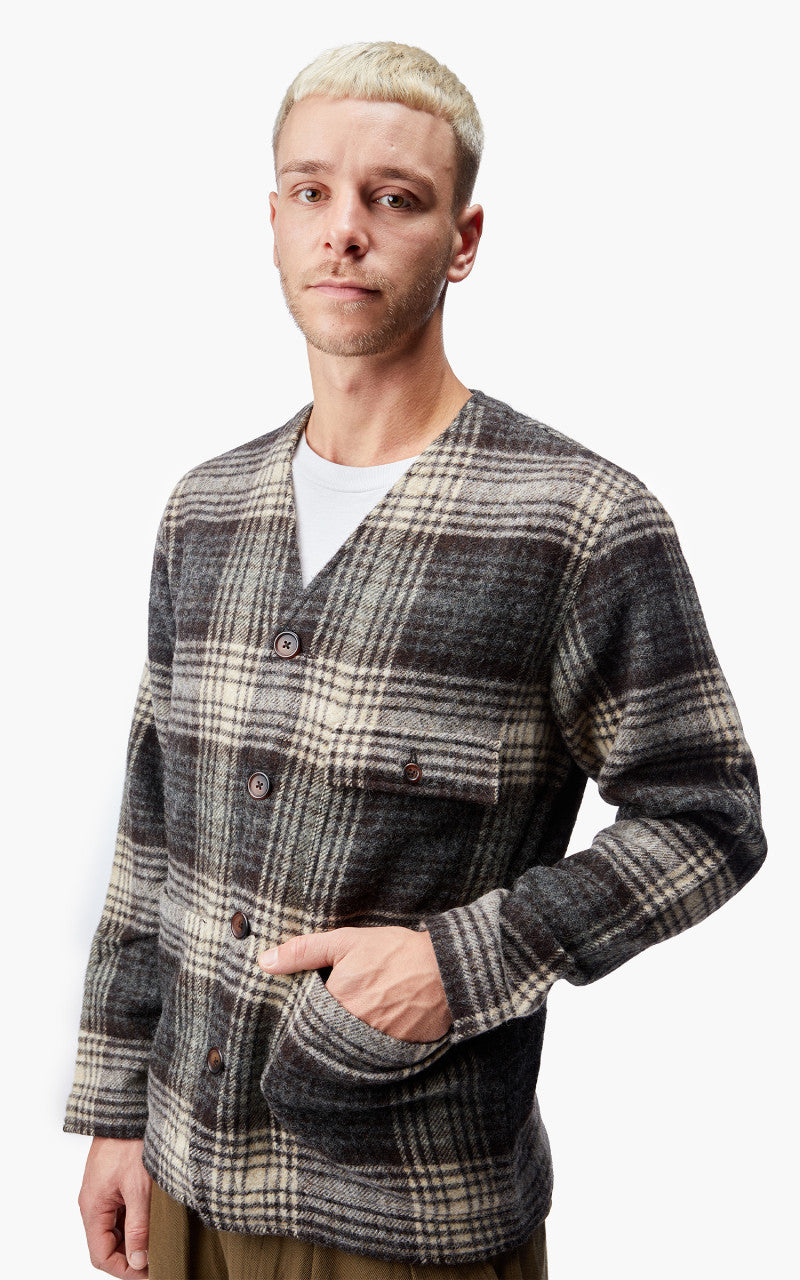 Universal Works Cabin Jacket Wool Moon Check Brown