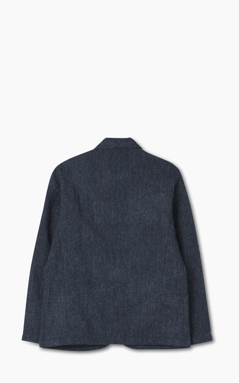 Universal Works Bakers Jacket Harris Tweed Navy Herringbone