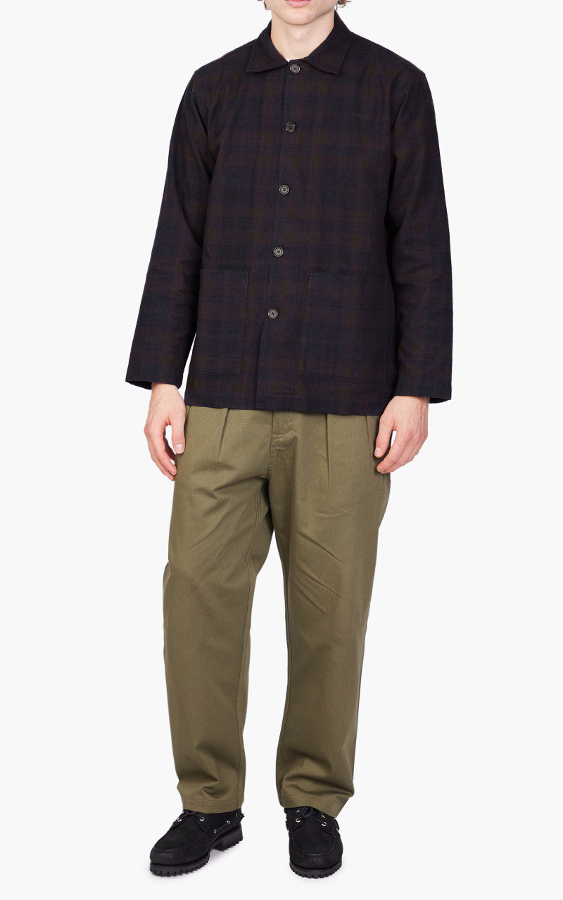 Universal Works Easy Overshirt Navy/Brown