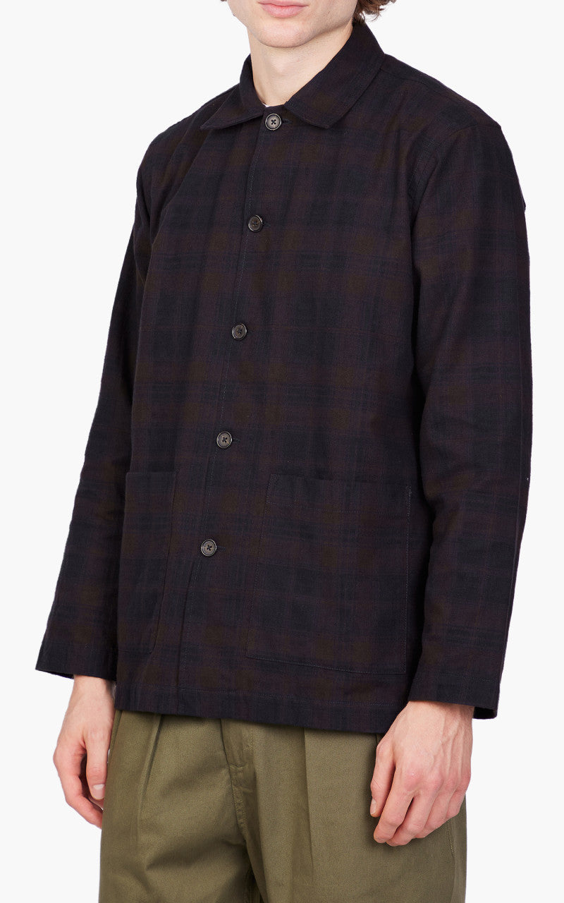 Universal Works Easy Overshirt Navy/Brown