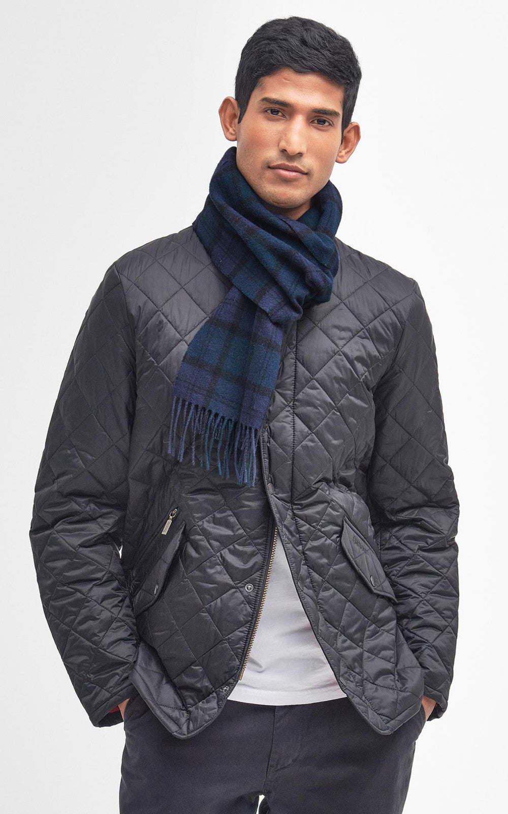 Barbour Scarf Tartan Lambswool Navy