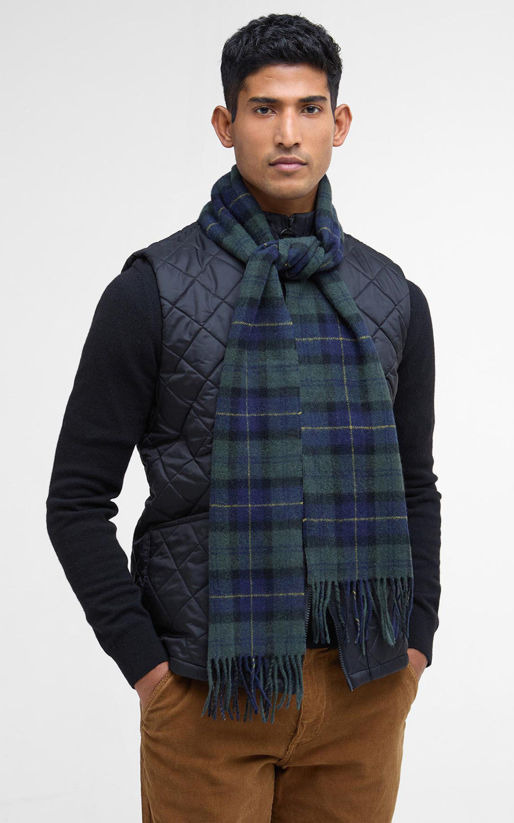 Barbour Scarf Tartan Lambswool Olive Night